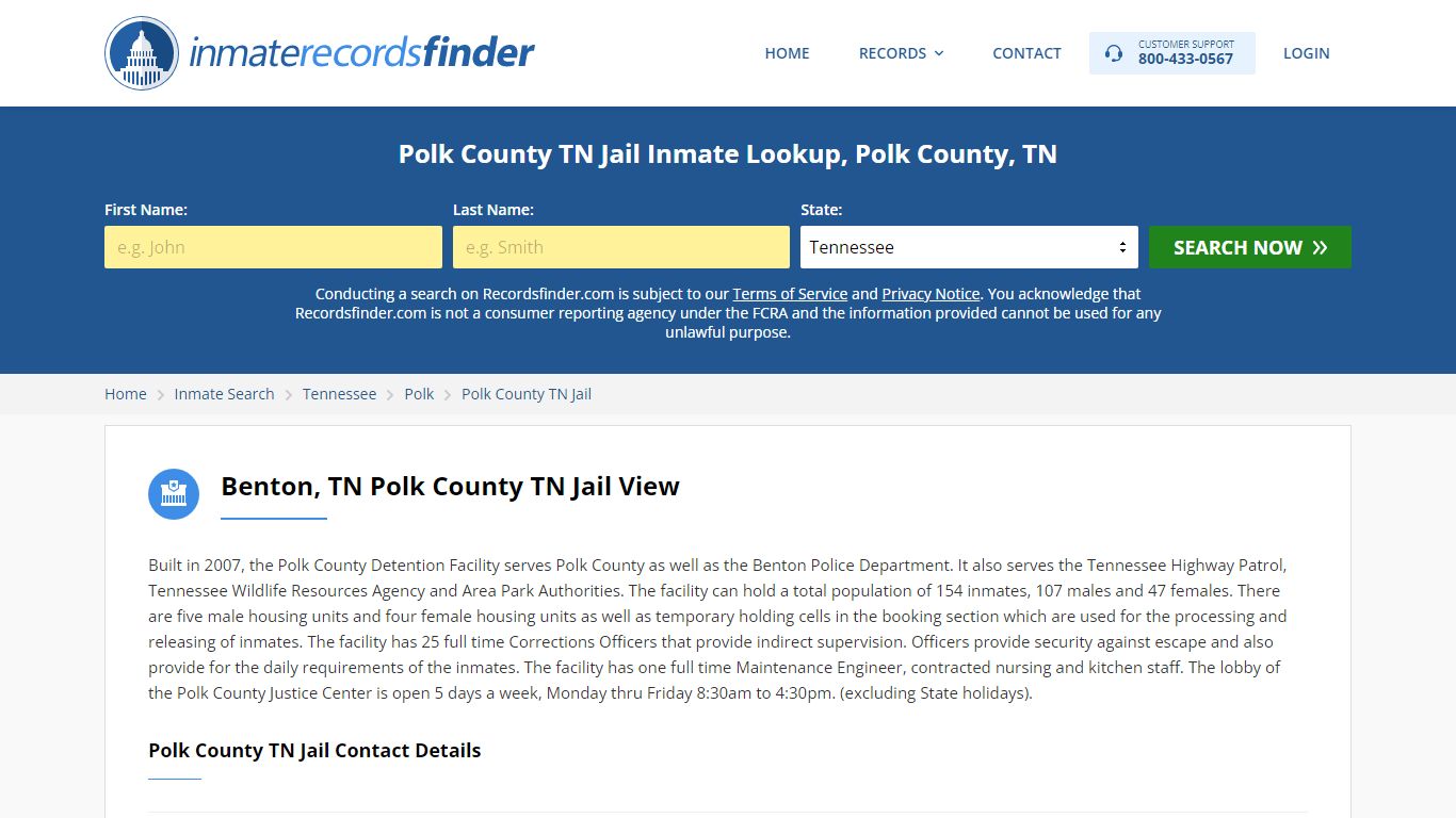 Polk County TN Jail Inmate Lookup, Polk County, TN - Recordsfinder.com